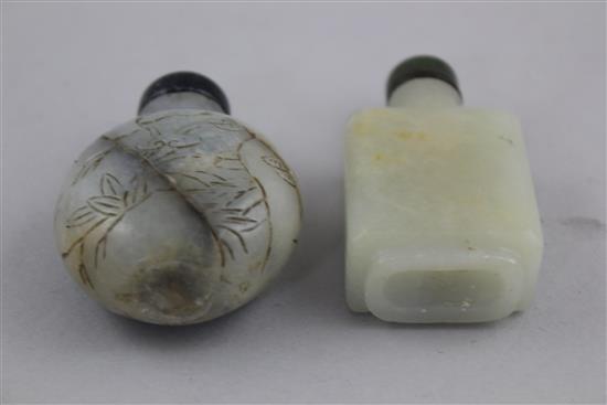 Two Chinese jade snuff bottles, 5cm